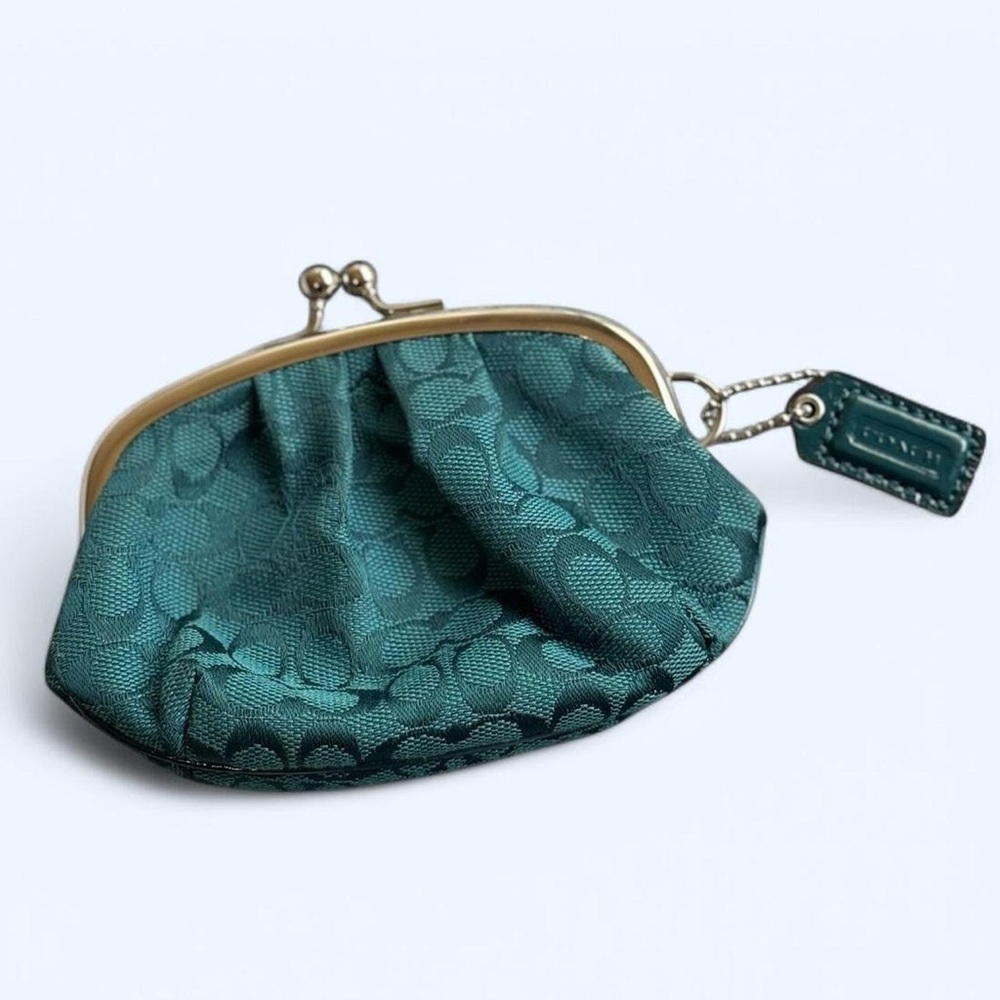 Vintage Coach Coin Purse in Teal with Silver Hardware